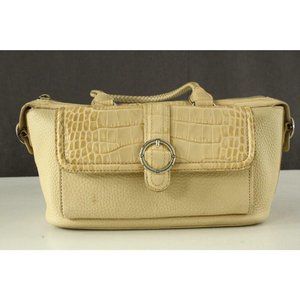 BRIGHTON Sand Beige Cream Pebbled Leather Handbag Purse C849686 Braided Handles